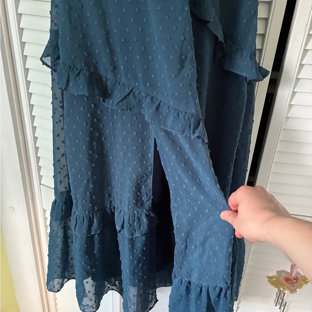 Lulu's Teal Ruffle Midi Dress - Picture 5 of 5